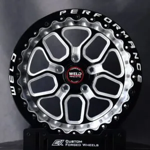 Weld Racing-Style Gloss Black Milled 10-Window Mesh Beadlock Forged Drag Racing Wheels – Ford Mustang / Chevrolet Corvette Fitment (5-Lug)