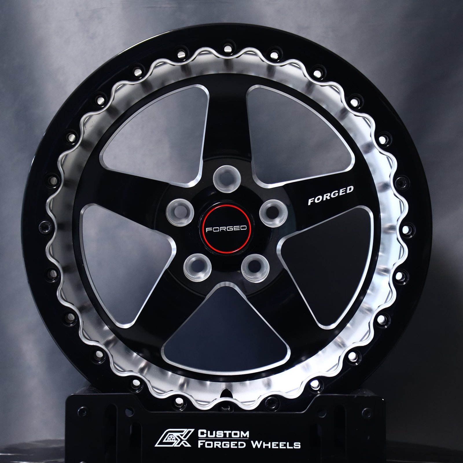 Ford Mustang wheels – Weld Racing 5-Spoke Mirror Milled Beadlock, front view