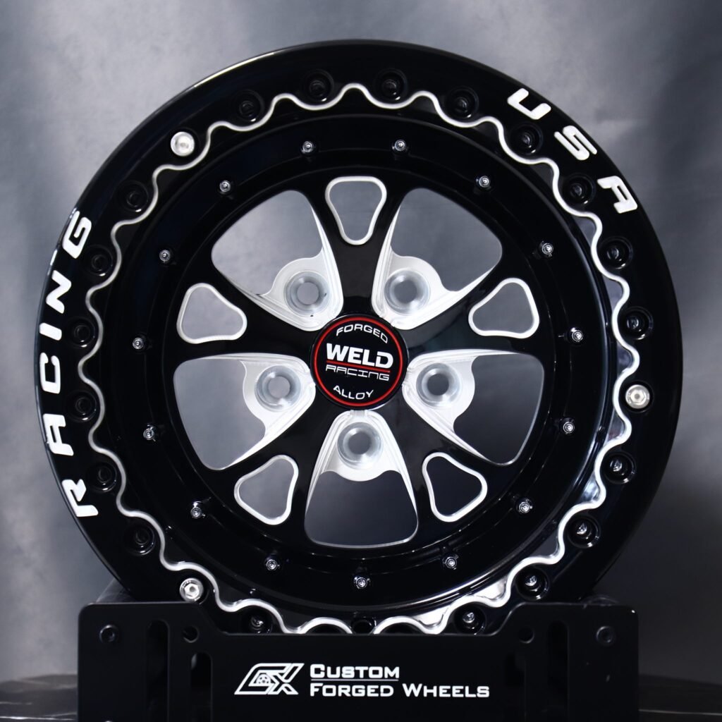 Ford Mustang wheels – Weld Racing 5-Spoke Mirror Milled Beadlock, front view