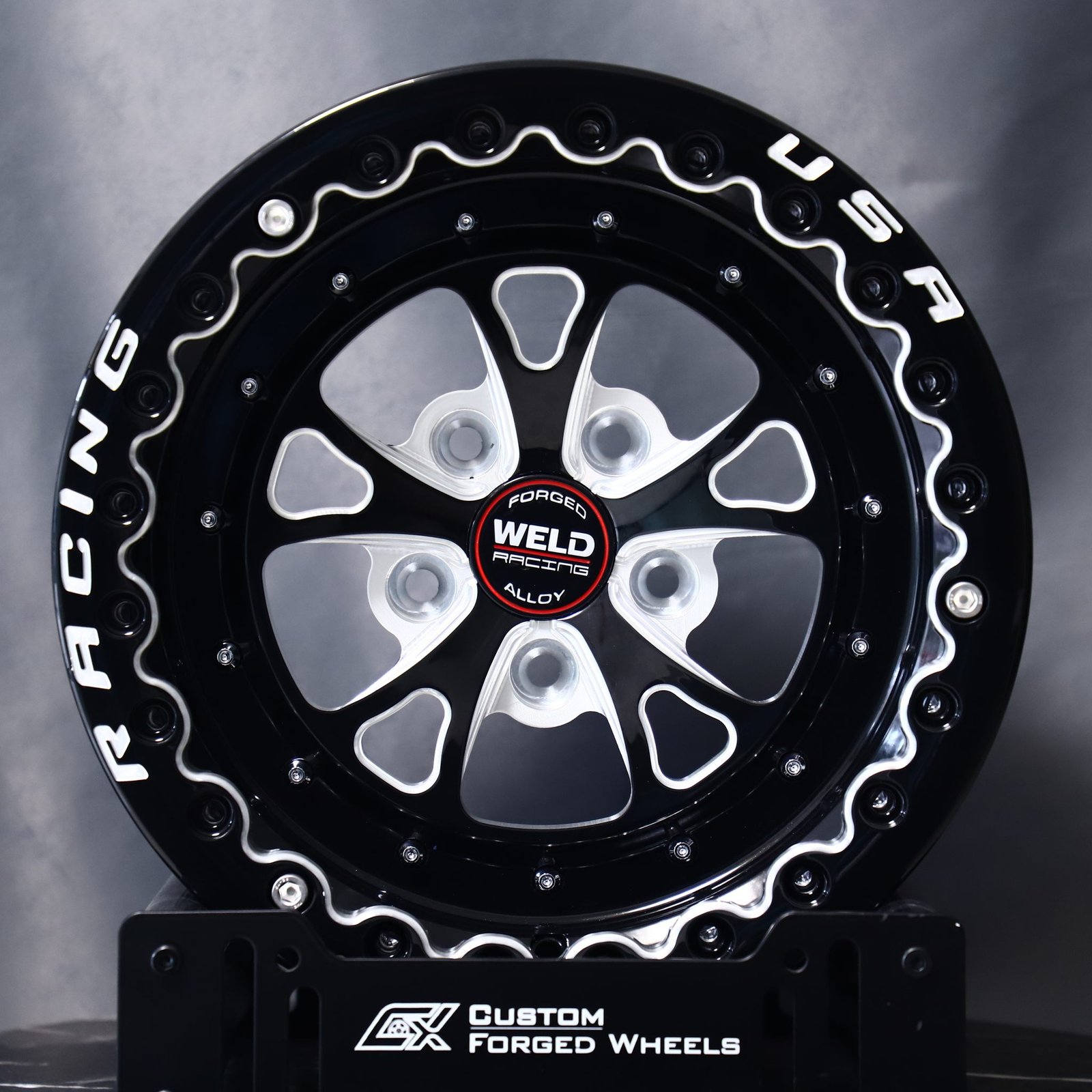 Ford Mustang wheels – Weld Racing 5-Spoke Mirror Milled Beadlock, front view