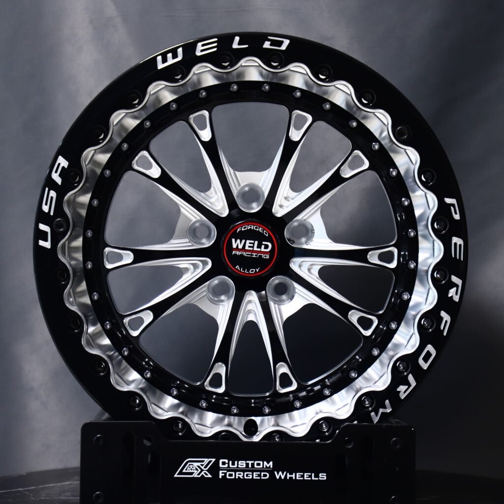 Weld Racing 5-Spoke Mirror Milled Beadlock Forged Drag Racing Wheels – Ford Mustang / Chevrolet Corvette Fitment (5-Lug) – Design 28 Drag Racing forged wheel