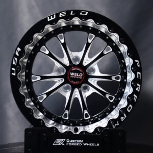 Weld Racing 5-Spoke Mirror Milled Beadlock Forged Drag Racing Wheels – Ford Mustang / Chevrolet Corvette Fitment (5-Lug) – Design 28