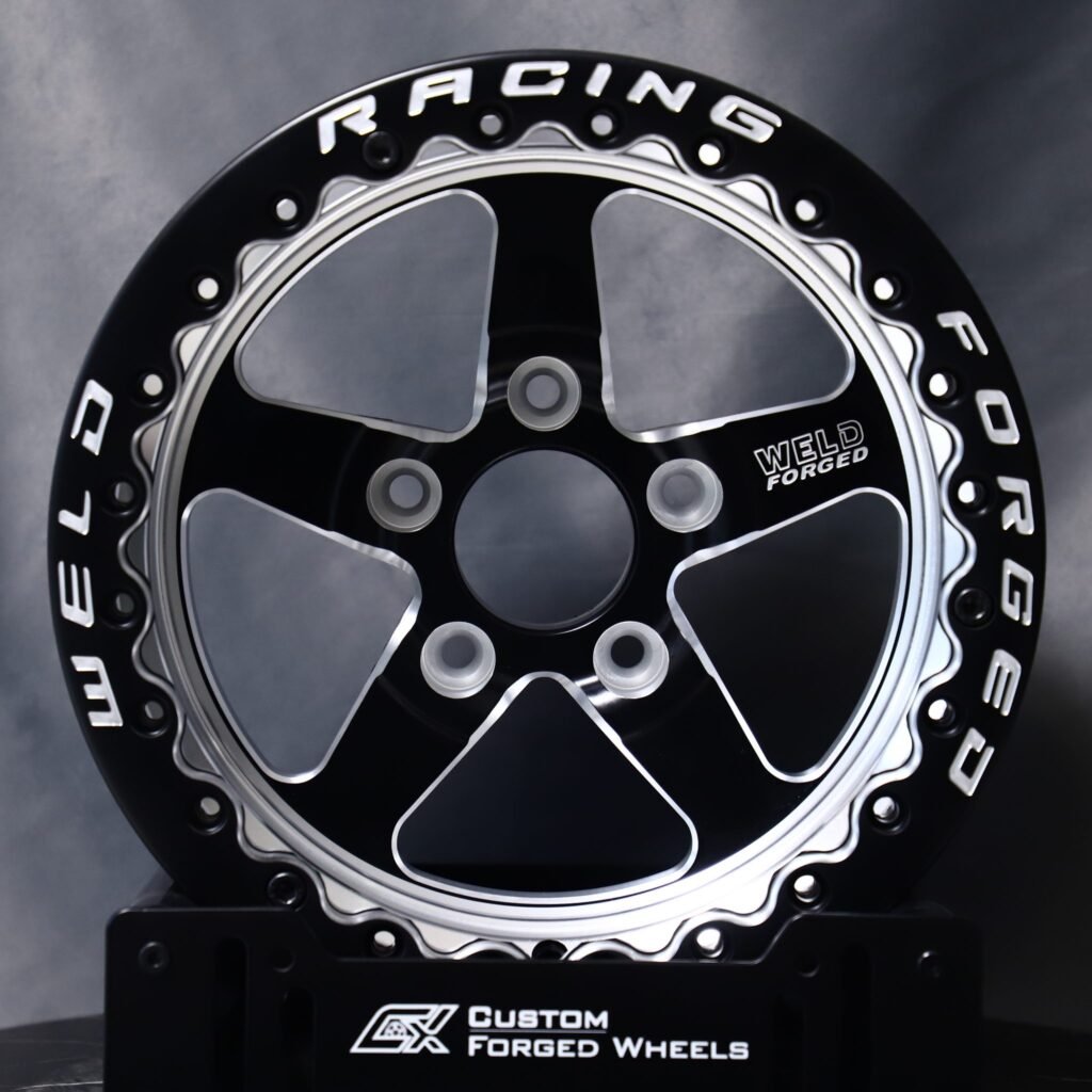 Weld Racing 5-Spoke Mirror Milled Beadlock Forged Drag Racing Wheels – Ford Mustang / Chevrolet Corvette Fitment (5-Lug) – Design 30 Drag Racing forged wheel