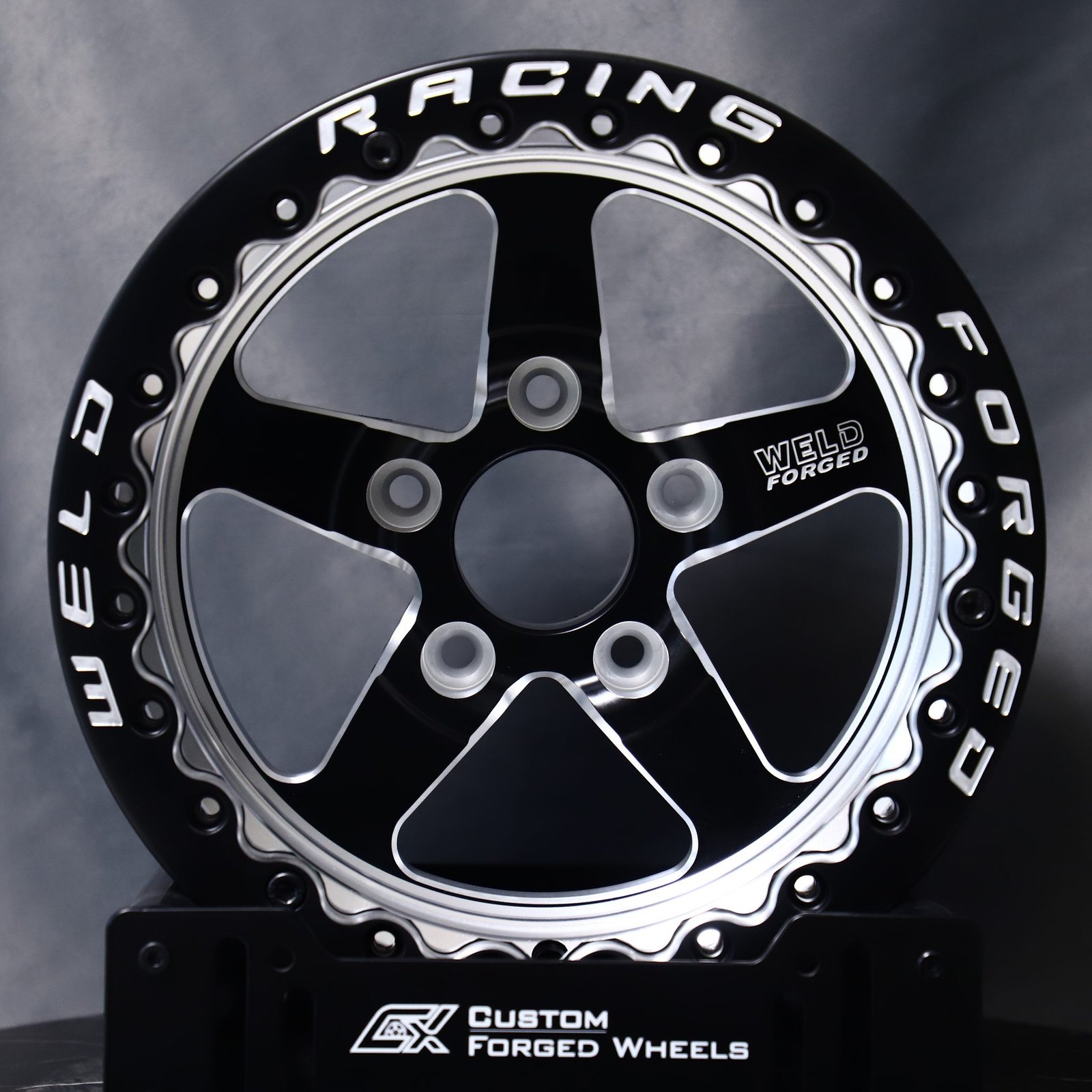 Ford Mustang wheels – Weld Racing 5-Spoke Mirror Milled Beadlock, front view