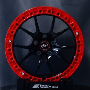 Weld Racing 5-Spoke Mirror Milled Beadlock Forged Drag Racing Wheels – Ford Mustang / Chevrolet Corvette Fitment (5-Lug) – Design 31