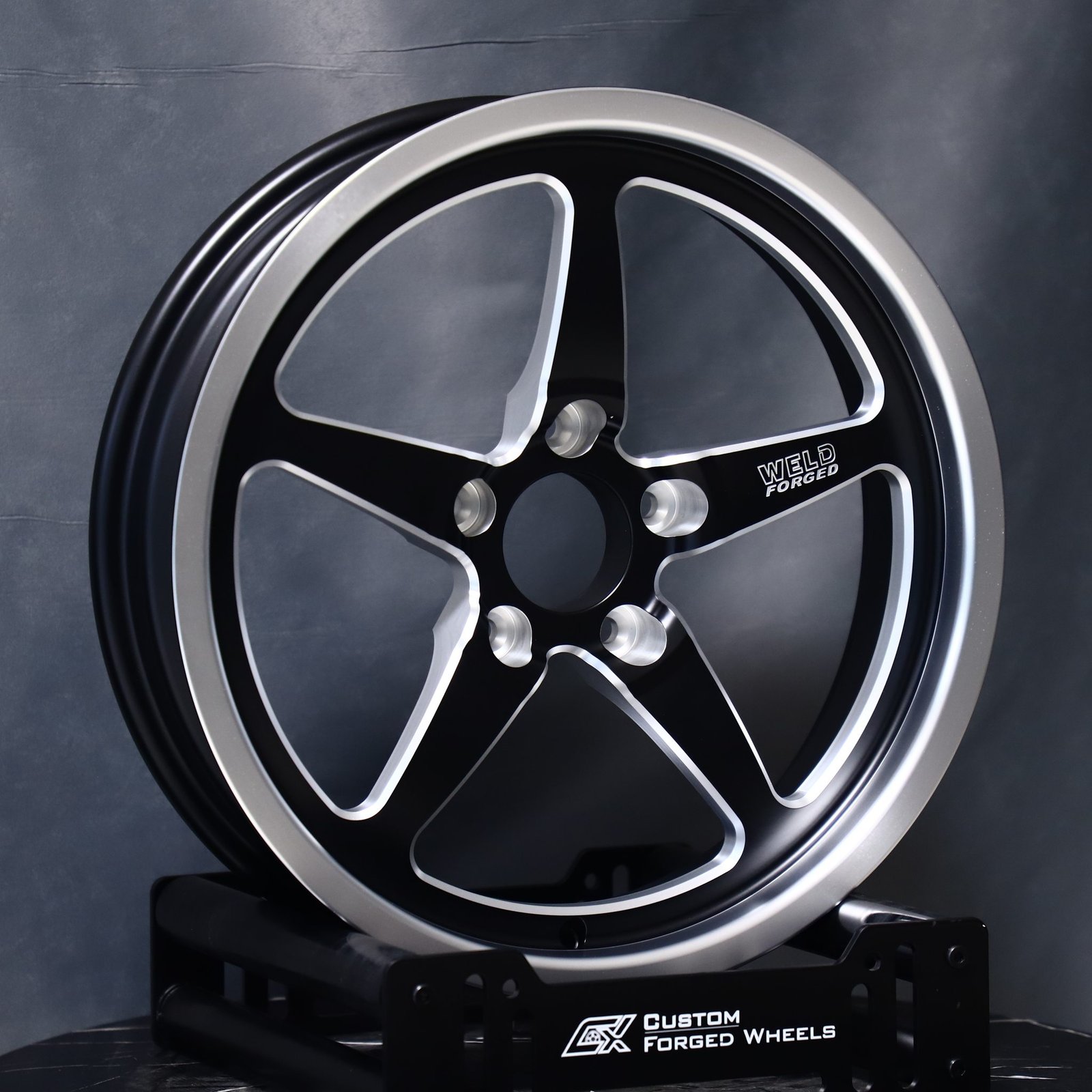 Ford Mustang wheels – Weld Racing 5-Spoke Mirror Milled, front view
