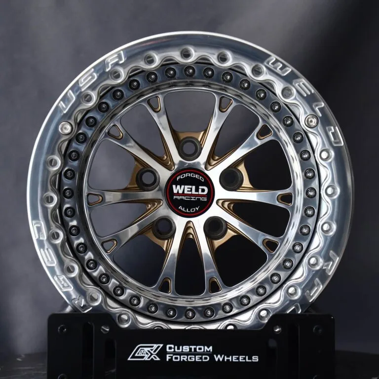 Ford Mustang wheels – Weld Racing 5-Spoke Mirror Polished Beadlock, front view