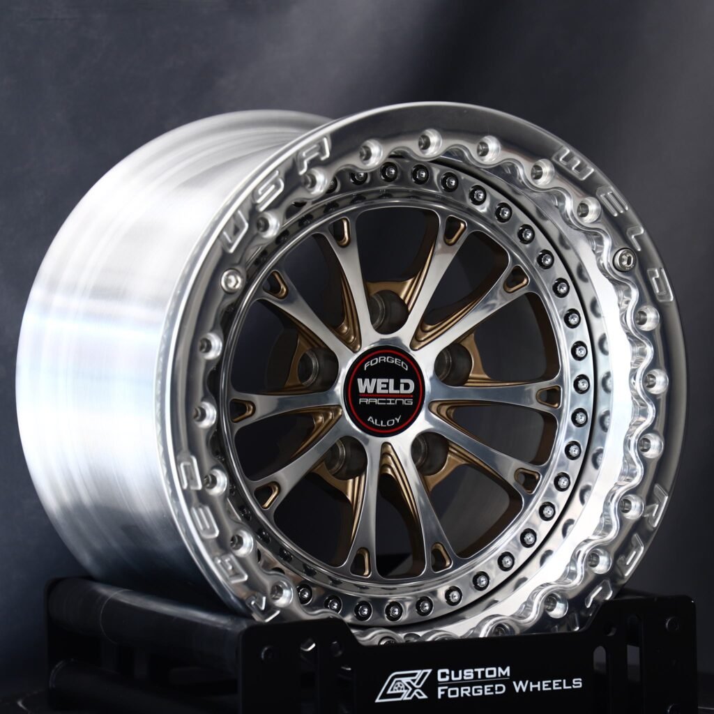 Chevrolet Corvette wheels – Weld Racing 5-Spoke Mirror Polished Beadlock, angled view