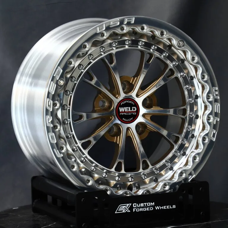 Ford Mustang wheels – Weld Racing 5-Spoke Mirror Polished Milled Beadlock, front view