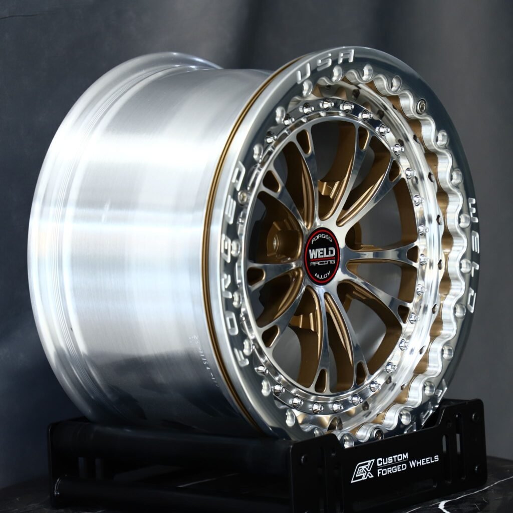 Weld Racing Custom Finish 5-Spoke Mirror Polished Milled Beadlock Forged Wheels - Ford Mustang / Chevrolet Corvette Fitment (5-Lug) view 2