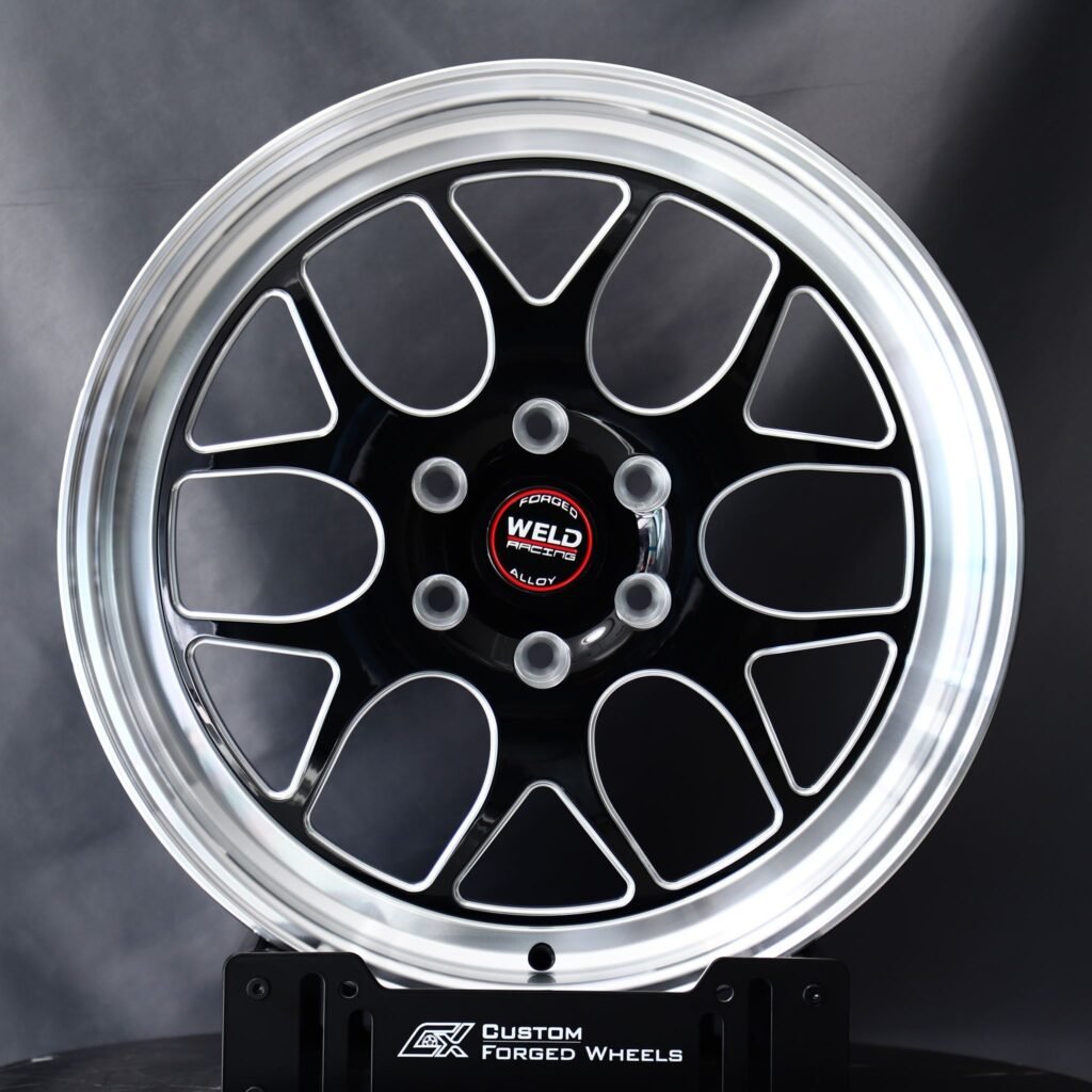 Ford Mustang wheels – Weld Racing Custom Finish Mirror Milled, front view
