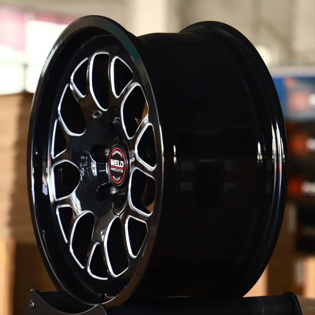 5x114.3 wheels – Weld Racing Matte Silver Deep Lip, side view