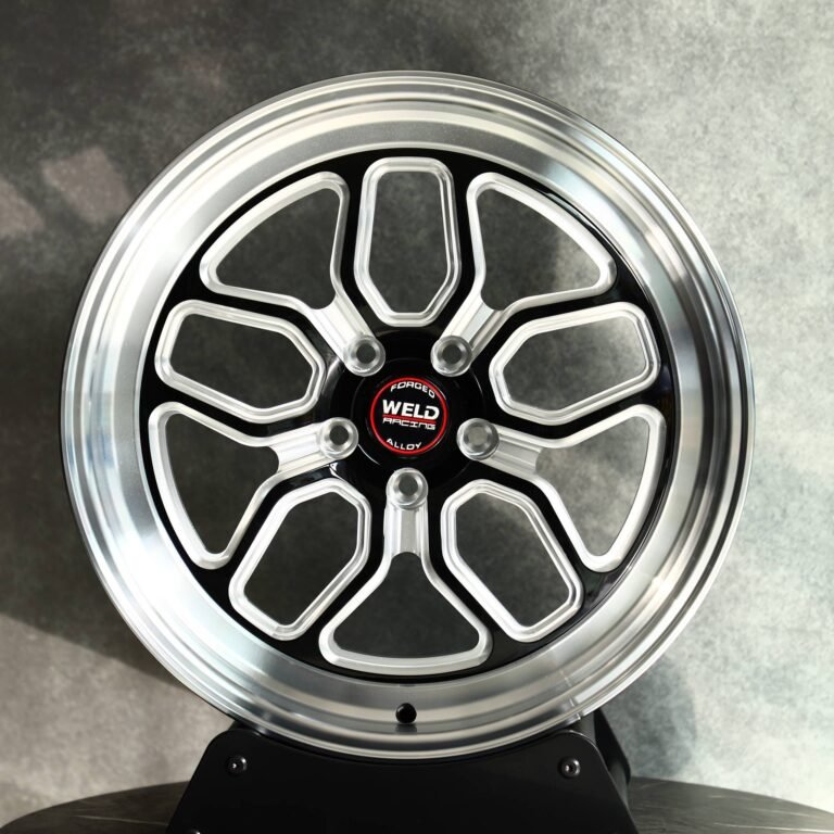 Ford Mustang wheels – Weld Racing Matte Silver Deep Lip, front view