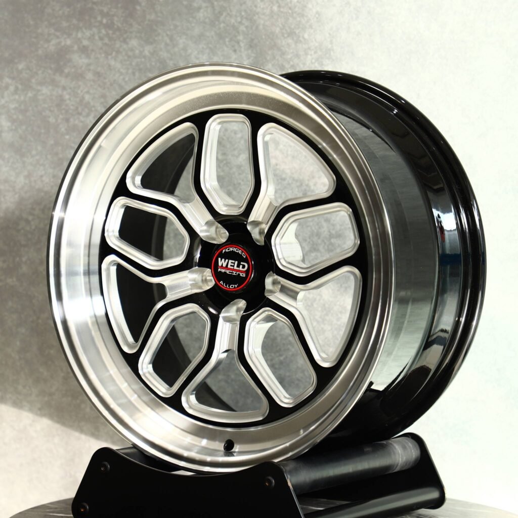 Chevrolet Camaro wheels – Weld Racing Matte Silver Deep Lip, angled view
