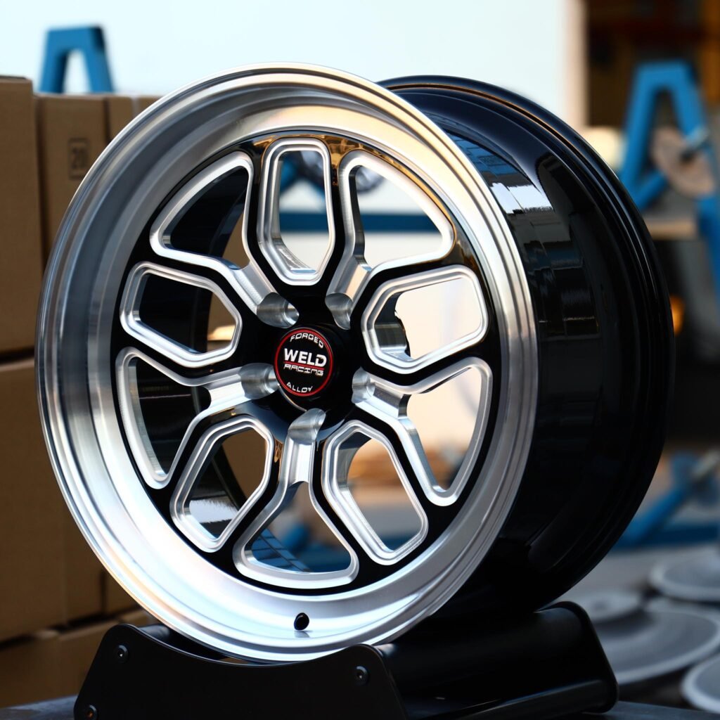 Chevrolet Camaro wheels – Weld Racing Matte Silver Petal Deep Lip, angled view