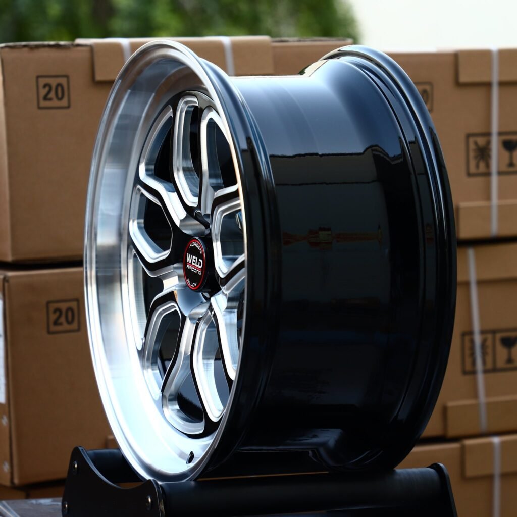 5x114.3 wheels – Weld Racing Matte Silver Petal Deep Lip, side view