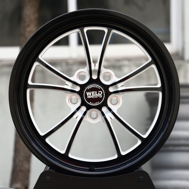 Ford Mustang wheels – Gloss Black Machined Twin 10-Spoke (Weld Racing-Style), front view