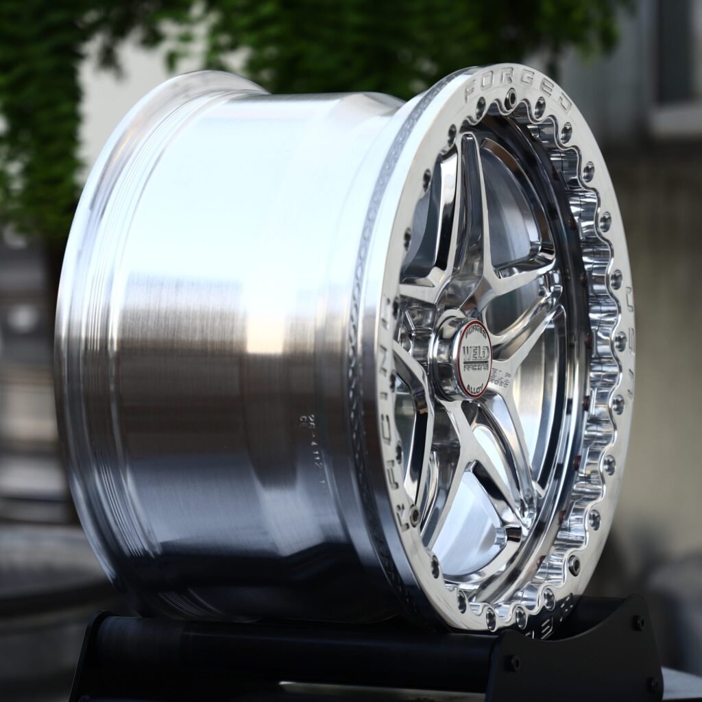 5x114.3 wheels – Mirror Polished 5-Star Beadlock (Weld Racing-Style), side view