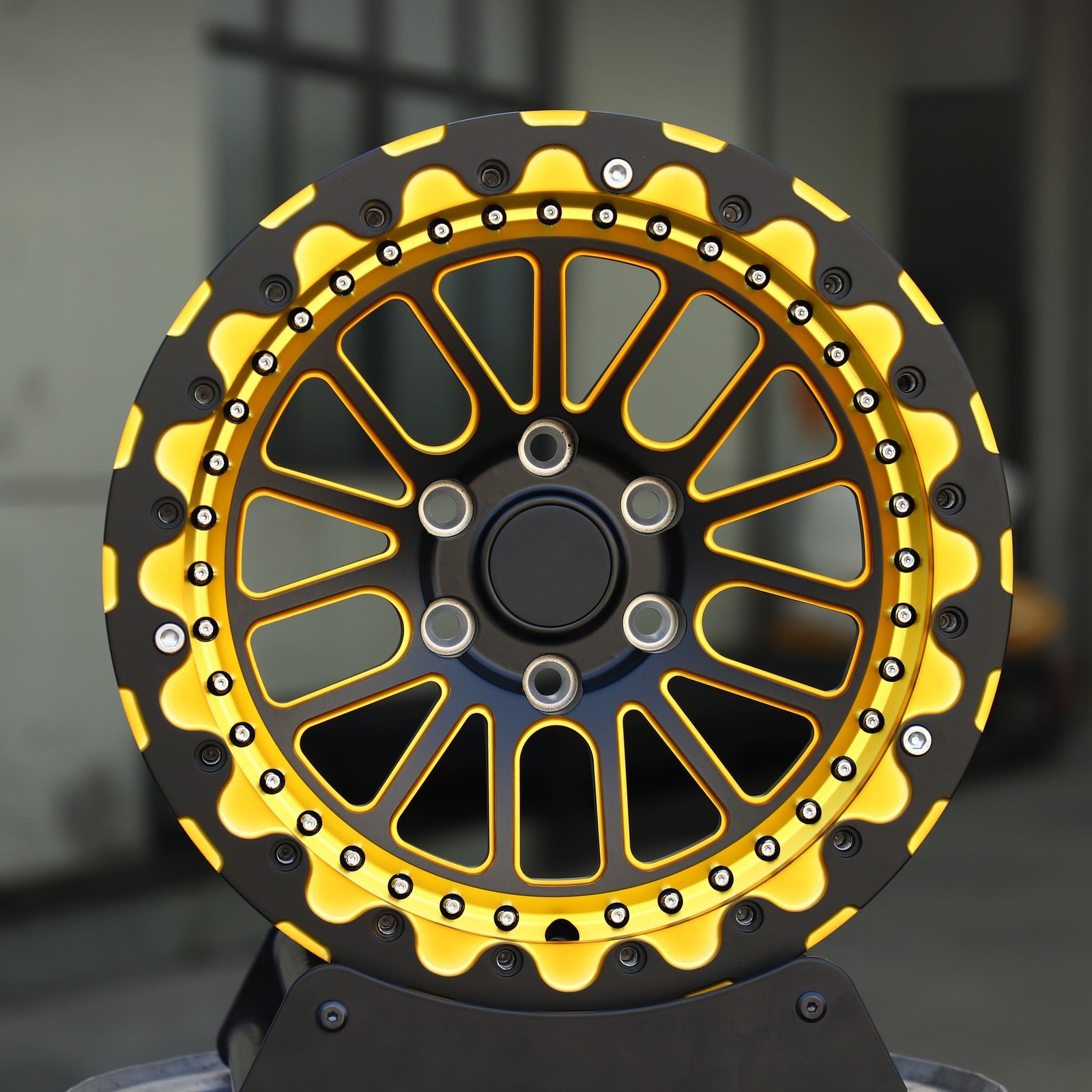 Chevrolet Silverado wheels – Weld Transparent Gold Beadlock, front view