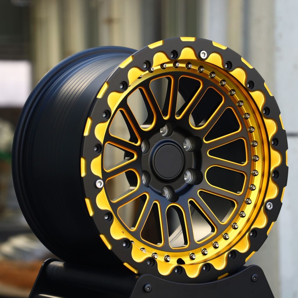 6x139.7 wheels – Weld Transparent Gold Beadlock, side view