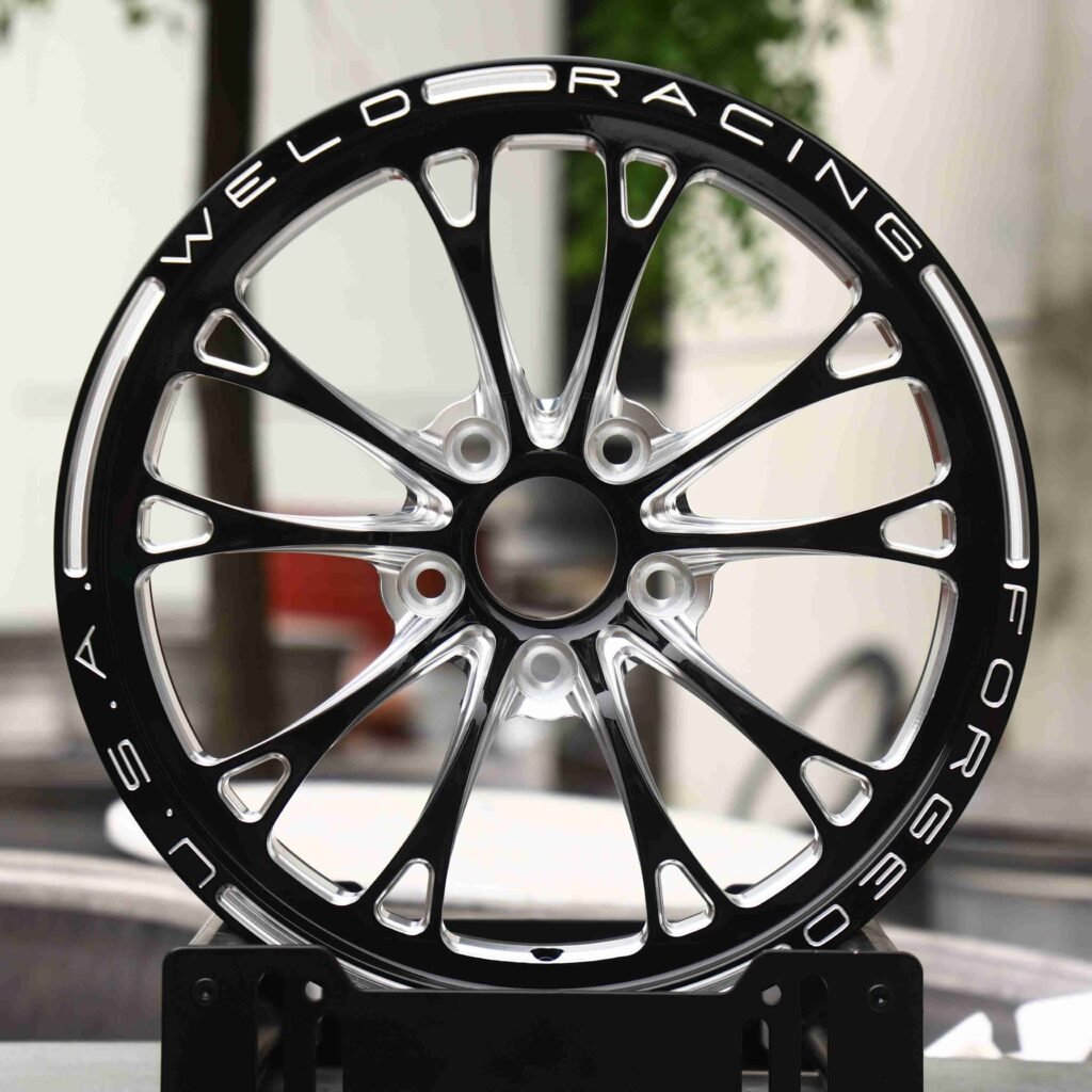 Weld-Weld Matte Silver 5 V-Spoke Forged Wheels - Ford Mustang / Chevrolet Corvette Fitment (5-Lug) Monoblock forged wheel