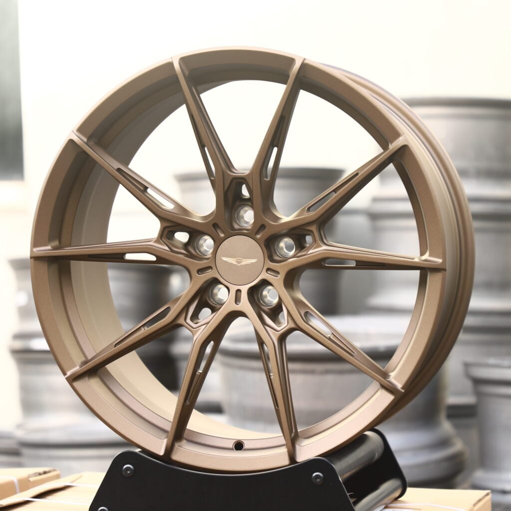 Genesis G80 3.3T Sport wheels – Bronze 5 Y-Spoke Side-Milled (Genesis OEM-Style), angled view