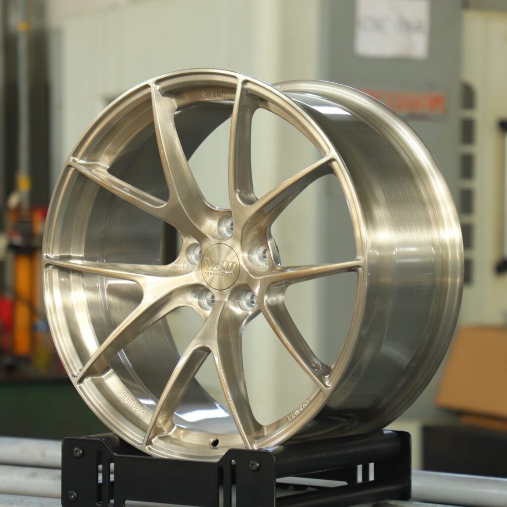 BMW M3 G80 wheels – WF Brushed Bronze 5 Y-Spoke, angled view