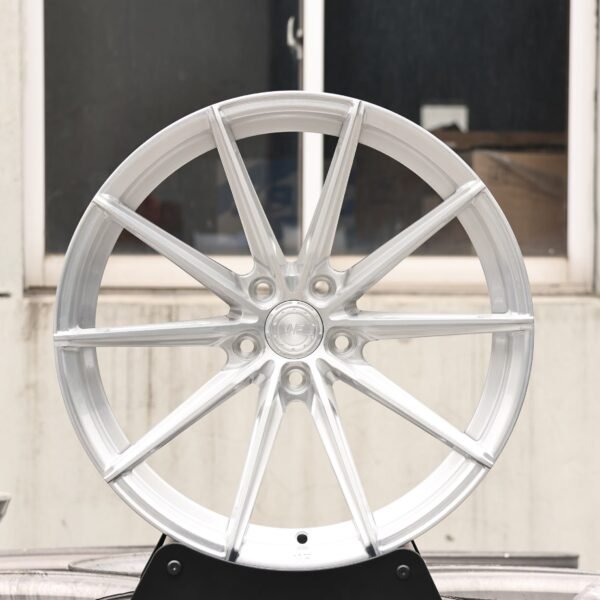 Audi RS3 wheels – Brushed Silver 10 Directional-Spoke (Wheelforce-Style), front view