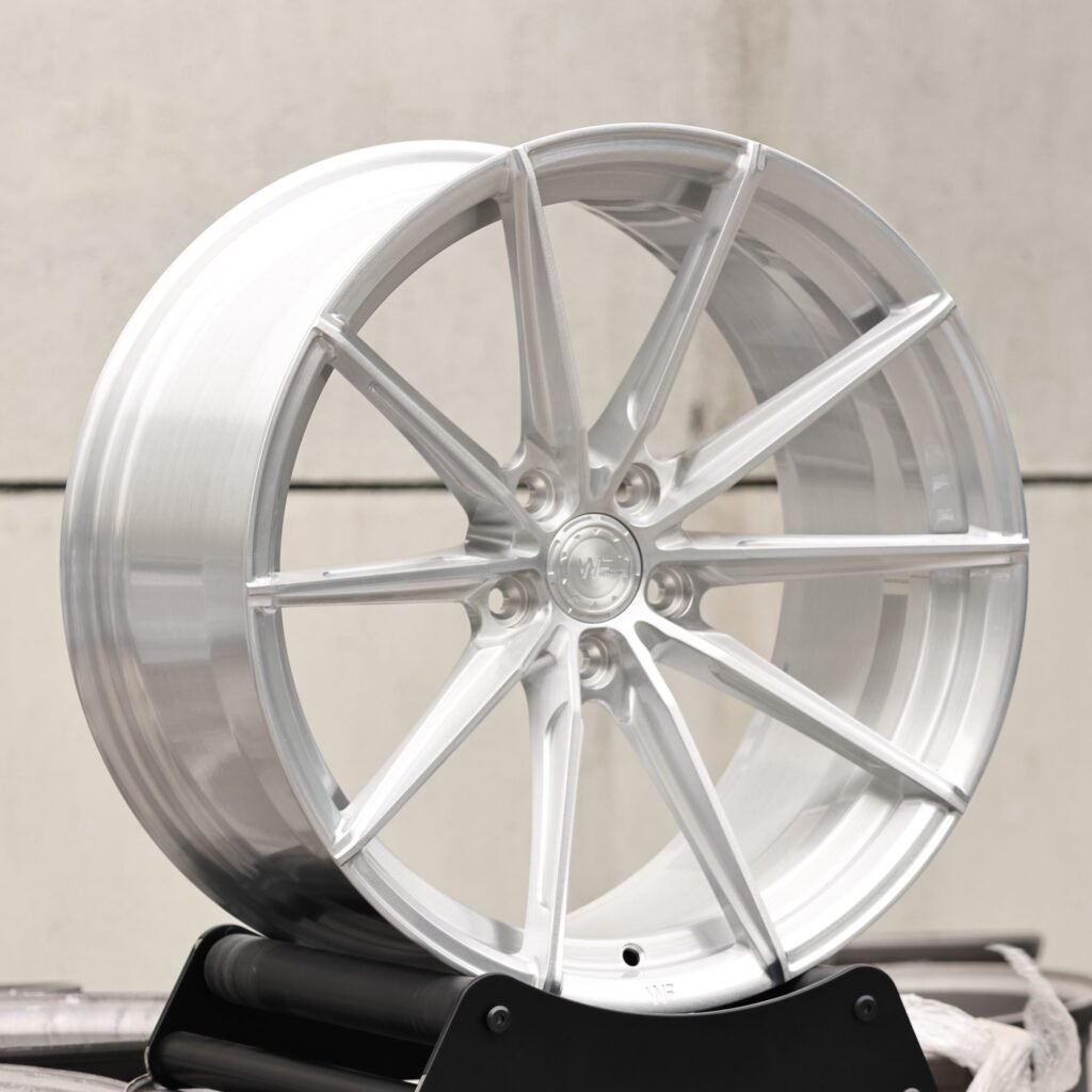 WF Brushed Silver 10-Spoke Forged Wheels - Audi A6 / BMW 5 Series Fitment (5-Lug) view 3