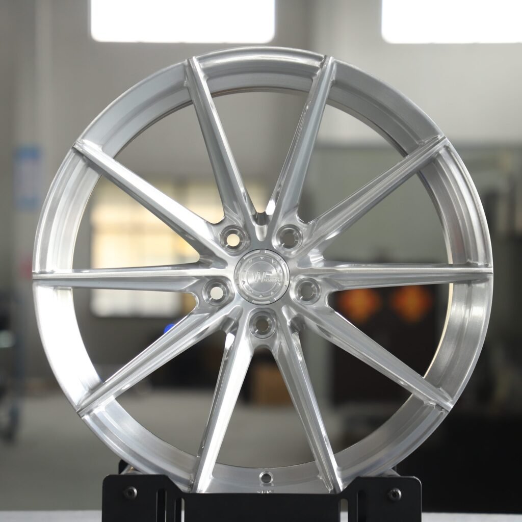 Audi RS3 wheels – WF Brushed Silver 10-Spoke, front view