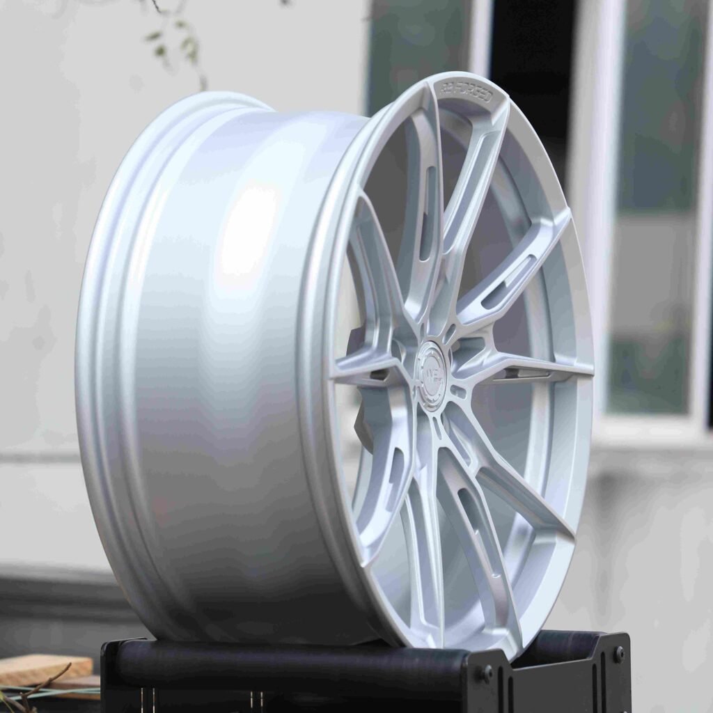 5x112 wheels – WF Brushed Silver 5 Y-Spoke, side view