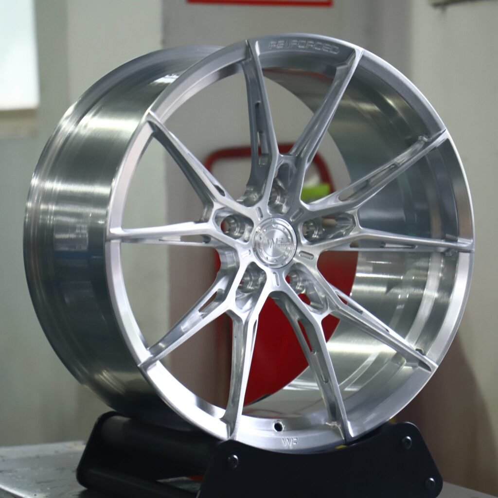 BMW M3 G80 wheels – Custom Finish 5 Y-Spoke Side-Milled Mirror Milled (WF R2-Style), angled view