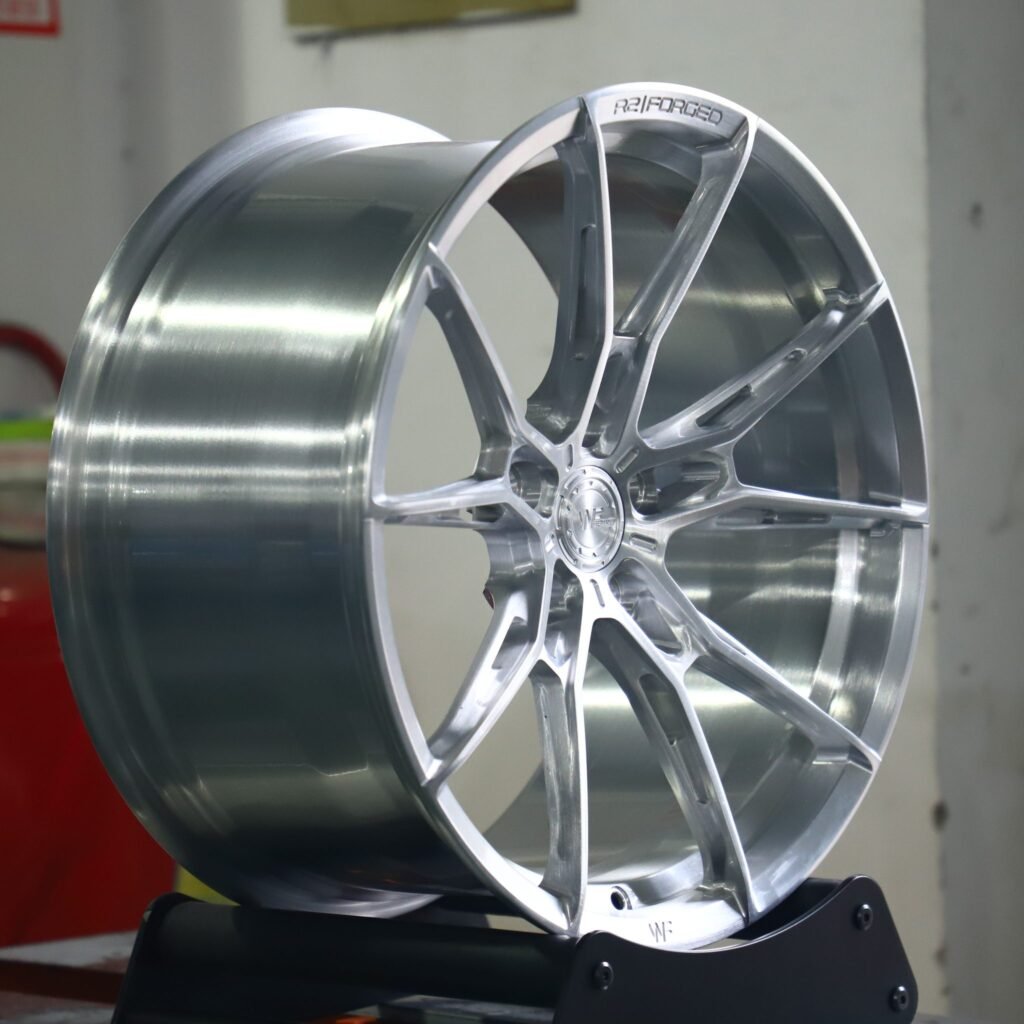 5x112 wheels – Custom Finish 5 Y-Spoke Side-Milled Mirror Milled (WF R2-Style), side view