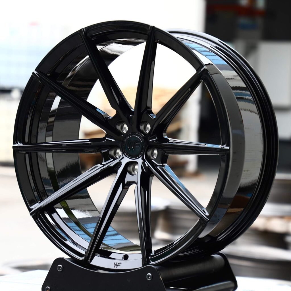 BMW M3 G80 wheels – WF Gloss Black 10-Spoke, angled view