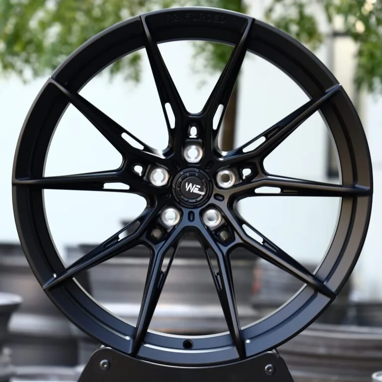Audi RS3 wheels – Gloss Black 5 Y-Spoke Side-Milled (WF R2-Style), front view