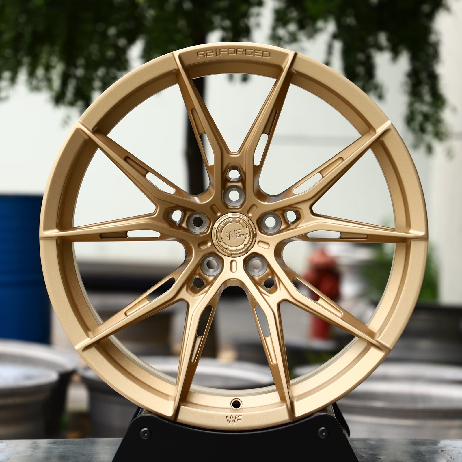 Audi RS3 wheels – Gold 5 Y-Spoke Side-Milled (WF R2-Style), front view