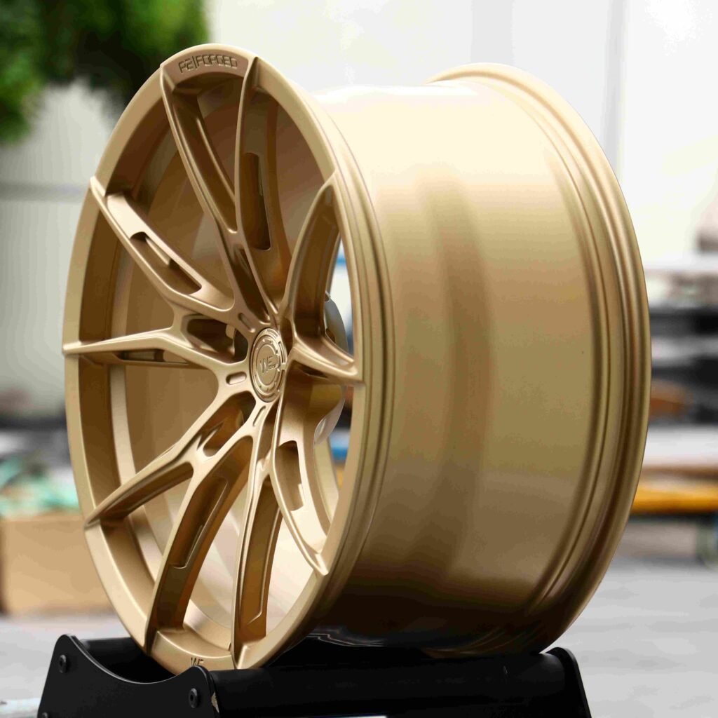 5x112 wheels – Gold 5 Y-Spoke Side-Milled (WF R2-Style), side view