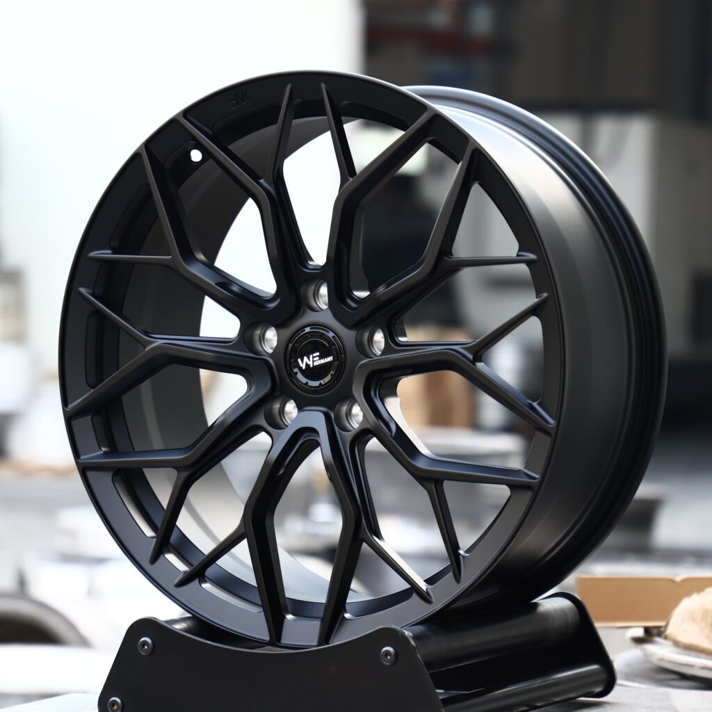 BMW M3 G80 wheels – WF Matte Black 10 Y-Spoke, angled view