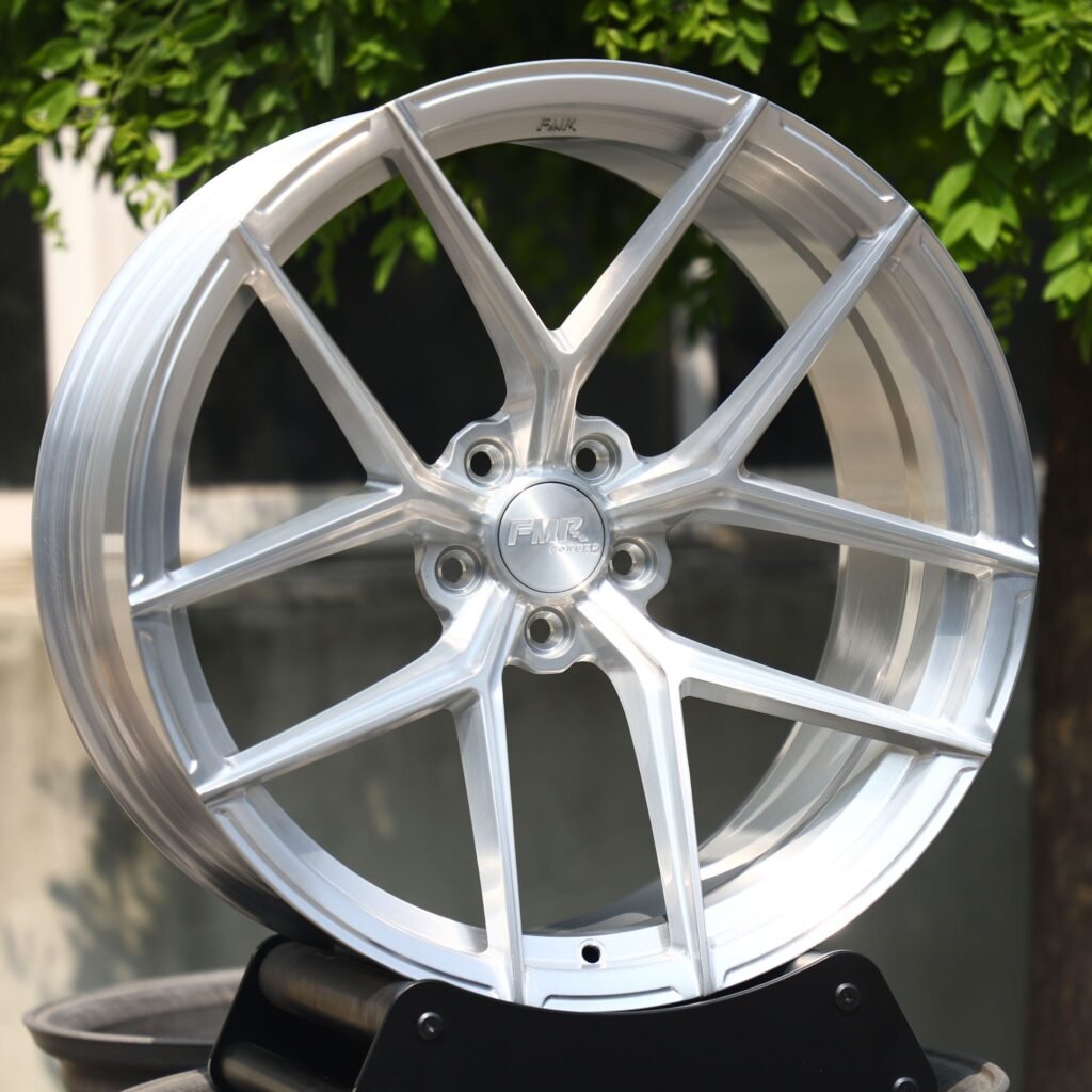 BMW M3 G80 wheels – WF Matte Silver 5 Y-Spoke, angled view