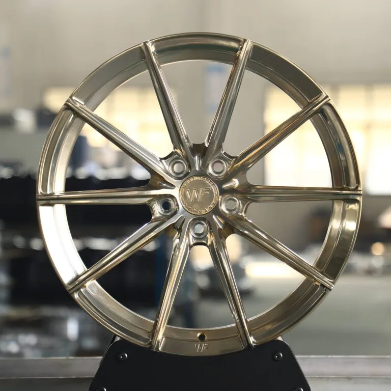 Audi RS3 wheels – WF Polished Transparent Frozen Gold 10-Spoke, front view
