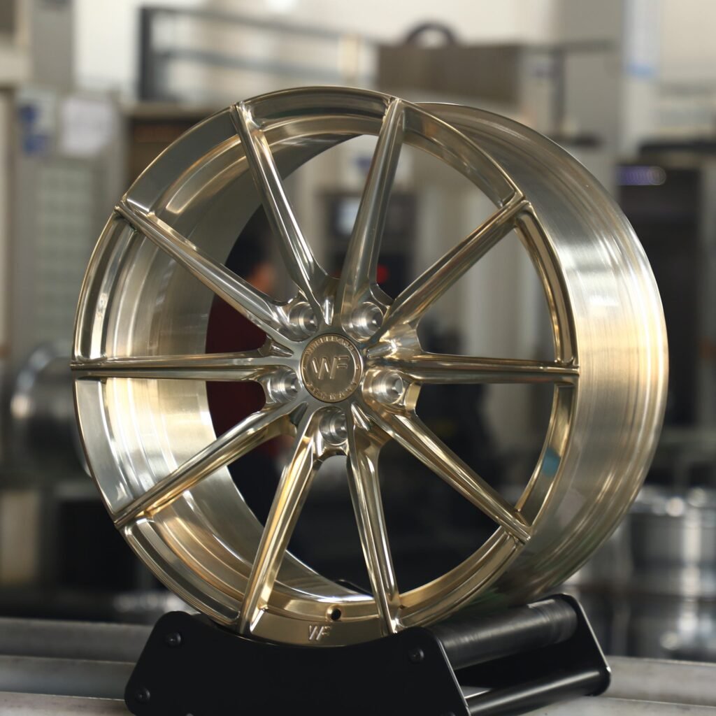 WF Polished Transparent Frozen Gold 10-Spoke Forged Wheels - Audi A6 / BMW 5 Series Fitment (5-Lug) view 3