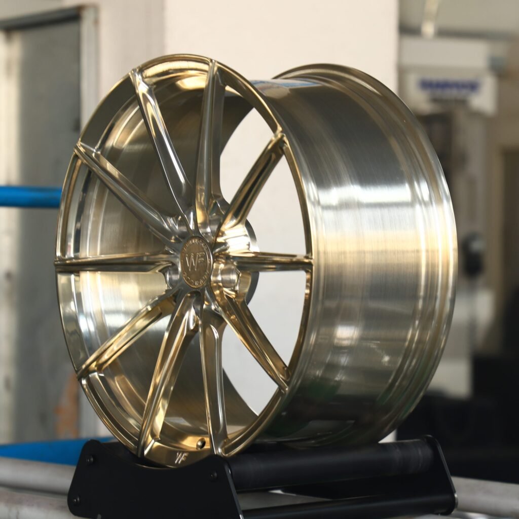 WF Polished Transparent Frozen Gold 10-Spoke Forged Wheels - Audi A6 / BMW 5 Series Fitment (5-Lug) view 4