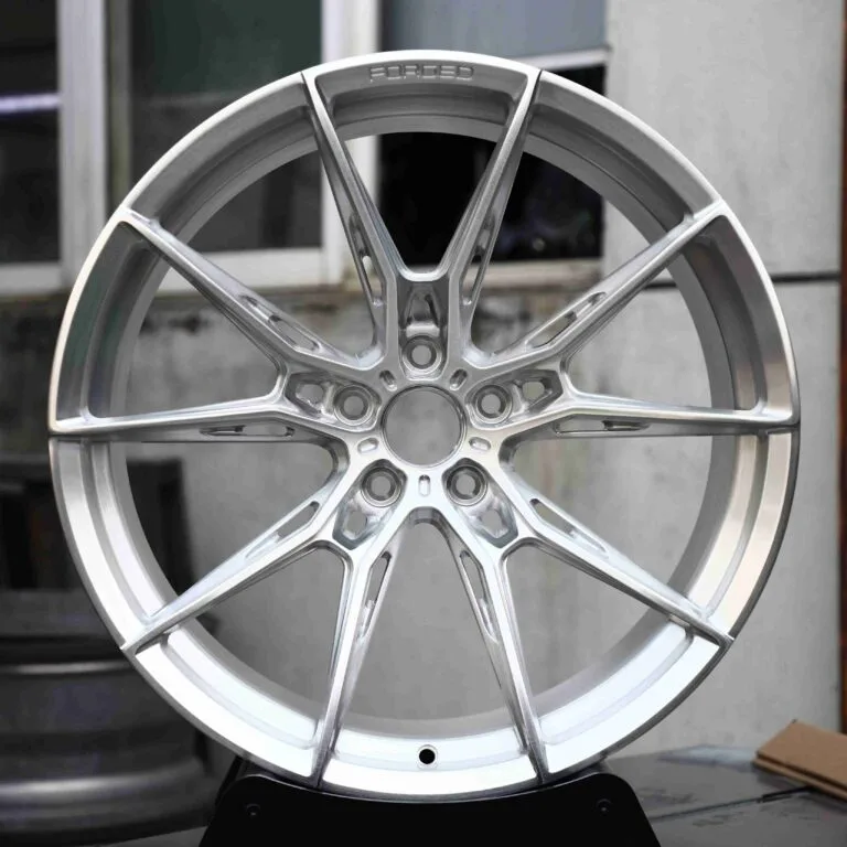 Audi RS3 wheels – Brushed Silver (WF R2-Style), front view