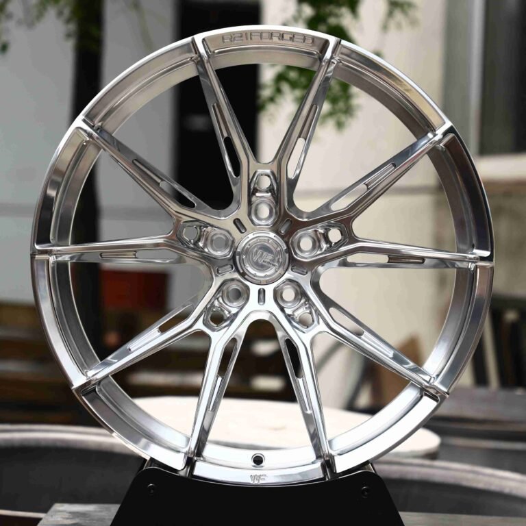 Audi RS3 wheels – Mirror Polished Silver (WF R2-Style), front view