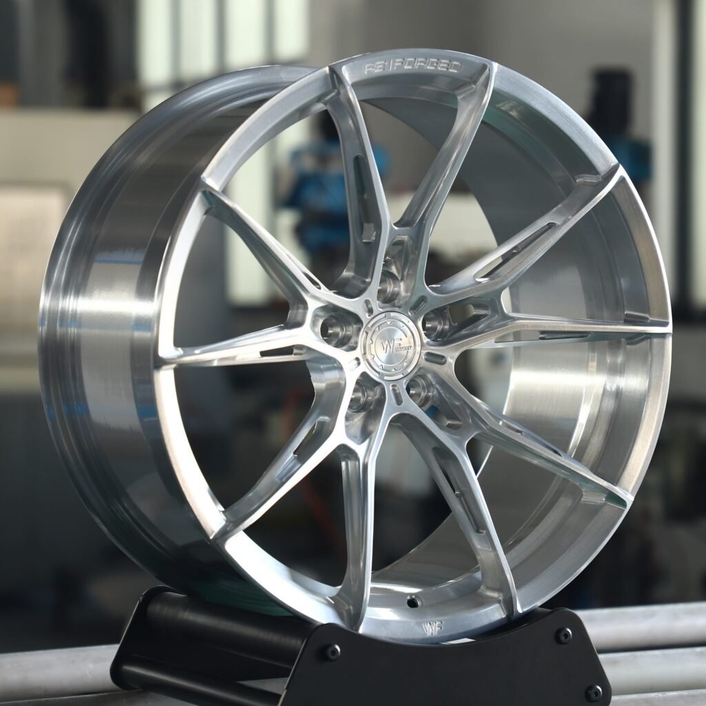 WF Side-Milled Brushed Silver 5 Y-Spoke Forged Wheels - Audi A6 / BMW 5 Series Fitment (5-Lug) Monoblock forged wheel