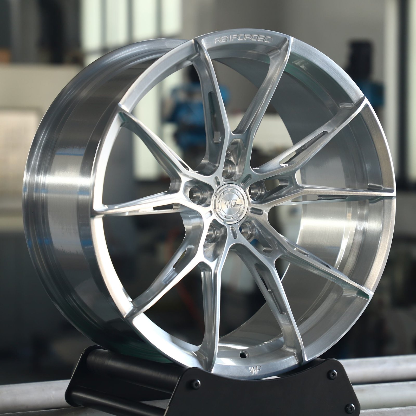 WF Side-Milled Brushed Silver 5 Y-Spoke Forged Wheels – Audi RS3 / BMW M3 G80, front view