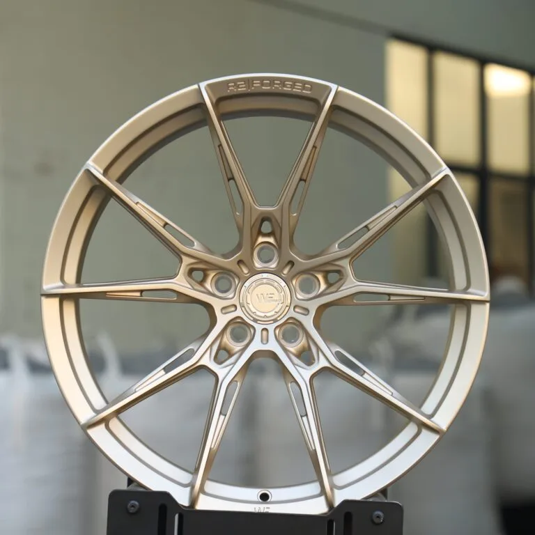 Audi RS3 wheels – WF Side-Milled Gold 5 Y-Spoke, front view