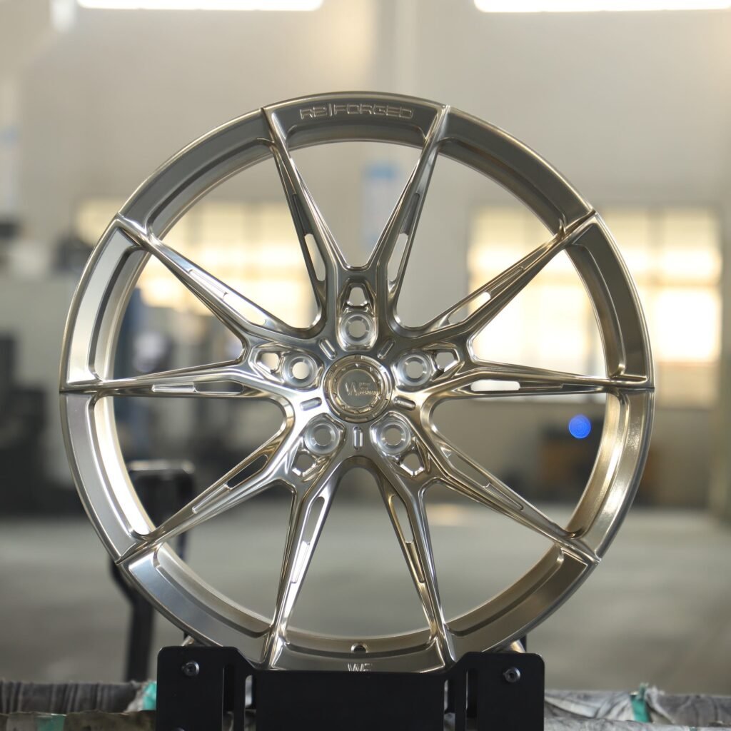 Audi RS3 wheels – Side-Milled Transparent Gold 5 Y-Spoke (WF R2-Style), front view
