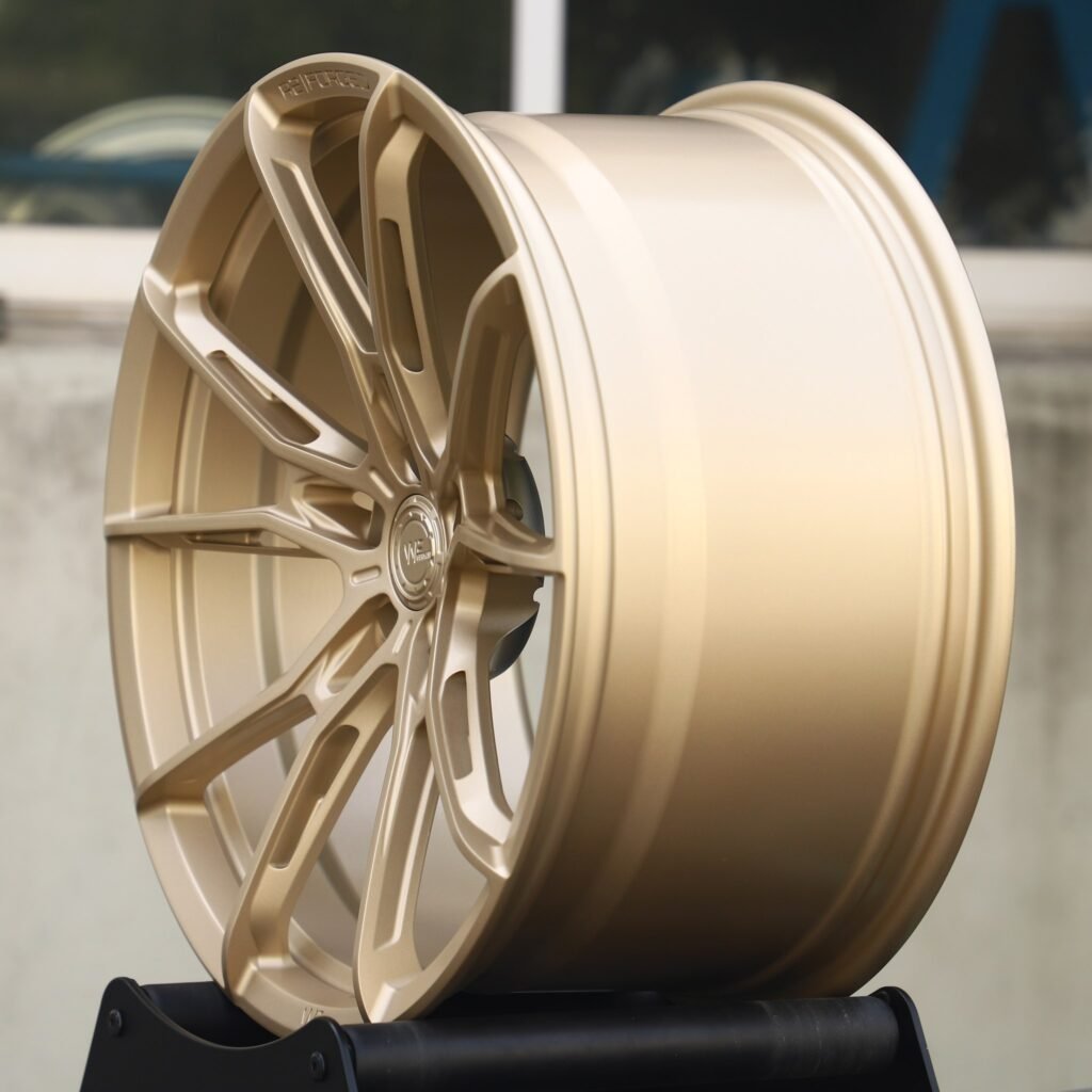5x112 wheels – Titanium 5 Y-Spoke Side-Milled (WF R2-Style), side view