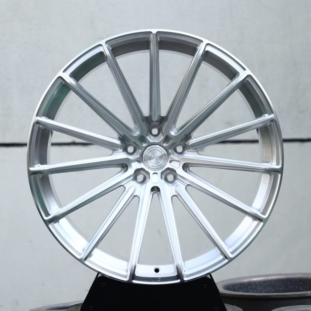 Porsche 911 wheels – Brushed Silver Multi-Spoke (Wheelforce-Style), front view